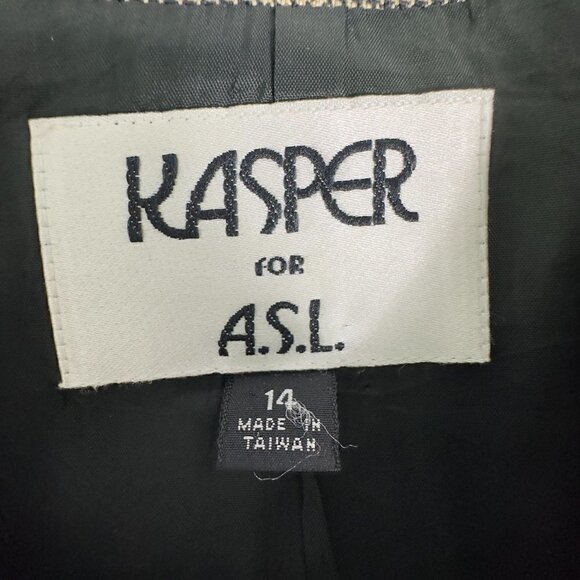 Kasper for ASL Vintage 80's Large Shoulder Pads Hidden Buttons Blazer (14) - Picture 12 of 14